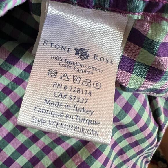 Stone Rose men lavender green plaid button front long sleeve preppy casual shirt - Picture 8 of 9